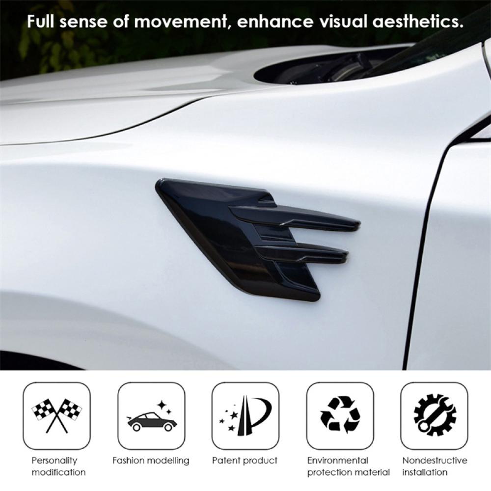 FENDER Bộ 2 Viền Dán Trang Trí Lỗ Thông Gió Xe Hơi Hình Cá Mập 3D V6W7