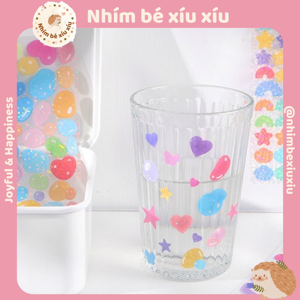 Tấm sticker lấp lánh infeel.me DECO hình dán ruy băng/ngôi sao/cầu vồng bling bling VT43