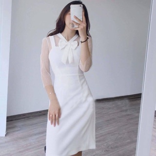 Đầm hàn quốc, đầm dự tiệc phối lưới bi cực đẹp