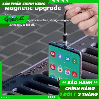 Cáp Sạc TOPK AM28 Cho iPhone, Cáp Từ Tính Xoay 360 Độ Micro USB Loại C Có Đèn LED Hình Cầu Mạnh Mẽ