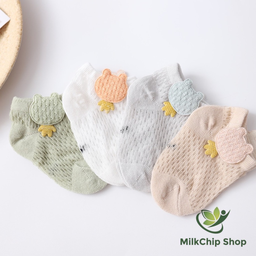 Tất lưới cho bé chất liệu cotton cổ ngắn Pony kid hình sao, thỏ (set 4 đôi) T26