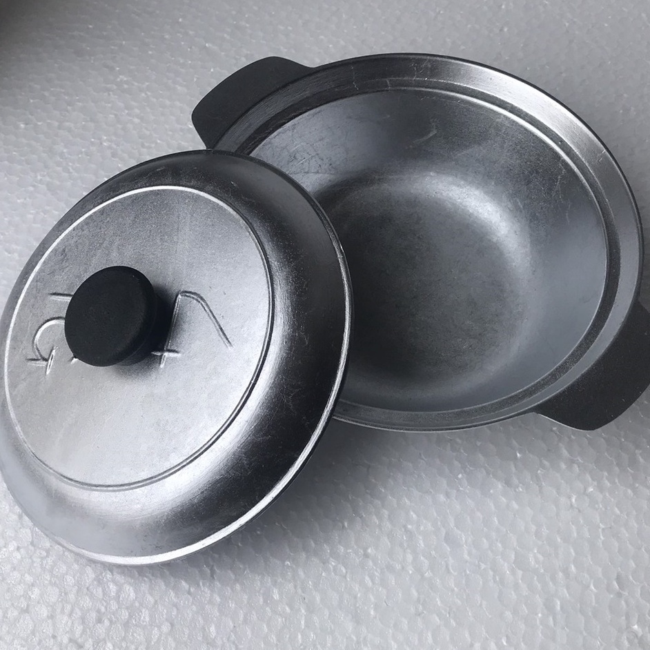 Nồi Gang 20cm Chống Dính Kèm Nắp, Nồi Hấp Nghêu, Kho Thịt, Chống Dính