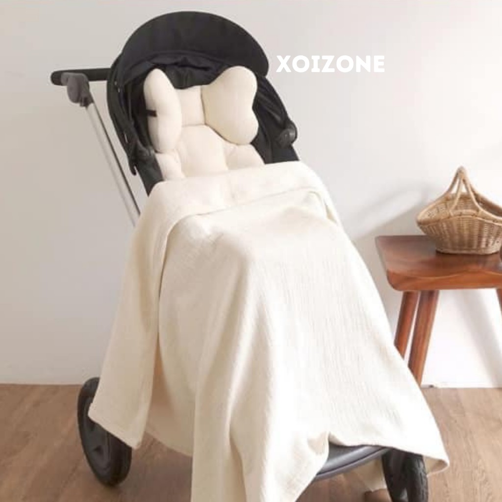 Chăn bốn mùa cotton organic Chezbebe Hàn Quốc trơn cho bé