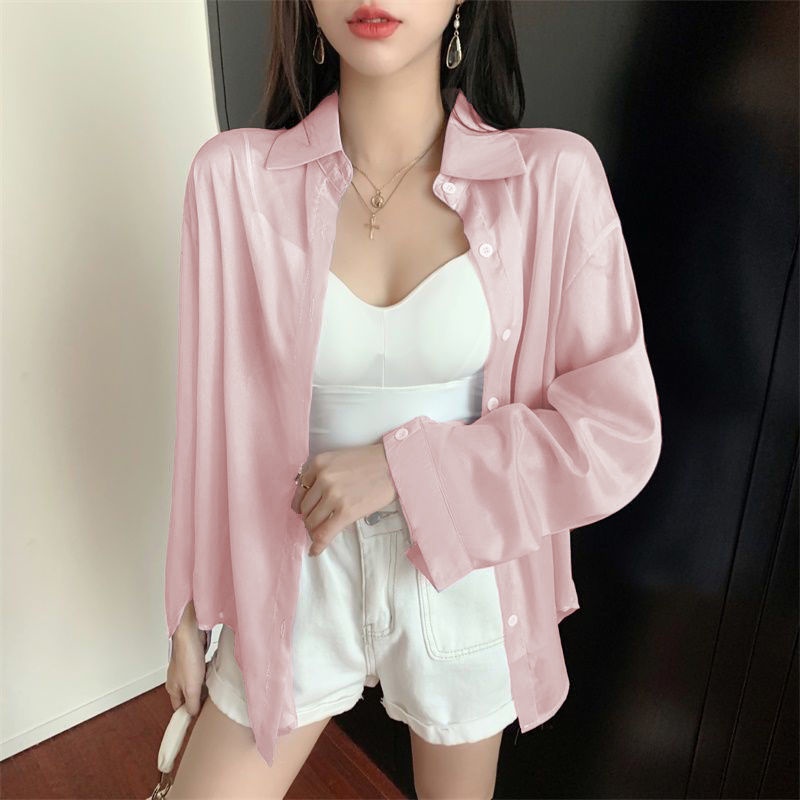 Áo Sơ Mi Chống Nắng Dáng Rộng Xẻ Tà Sau Lưng Phong Cách Hàn Quốc Thời Trang Xuân Hè 2022 Dành Cho Bạn Nữ