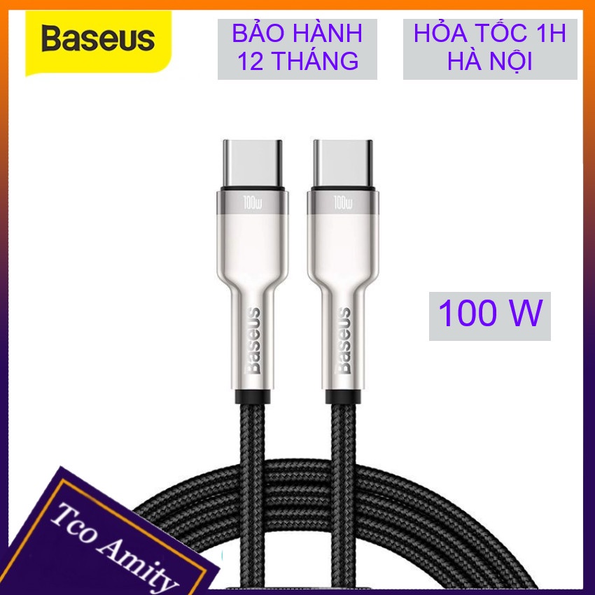 Cáp sạc type C to type C 100w Baseus, dài 2m, tương thích với các loại máy tính bảng, laptop có cổng Type C