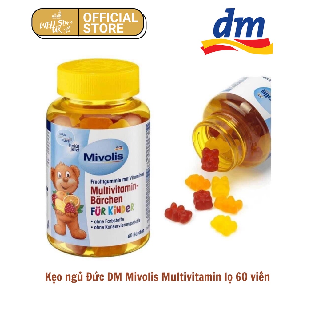 ĐỨC - Kẹo gấu Mivolis DM bổ sung vitamin tổng hợp giúp bé ăn ngon, tăng sức đề kháng hộp 60 viên