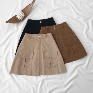 Chân Váy Chữ A JEM CLOSET Thiết Kế Basic Chân Váy Ngắn Nữ ANHION Có Túi Hộp Chất Kaki Mềm Mịn Phong Cách Hàn Quốc 3387