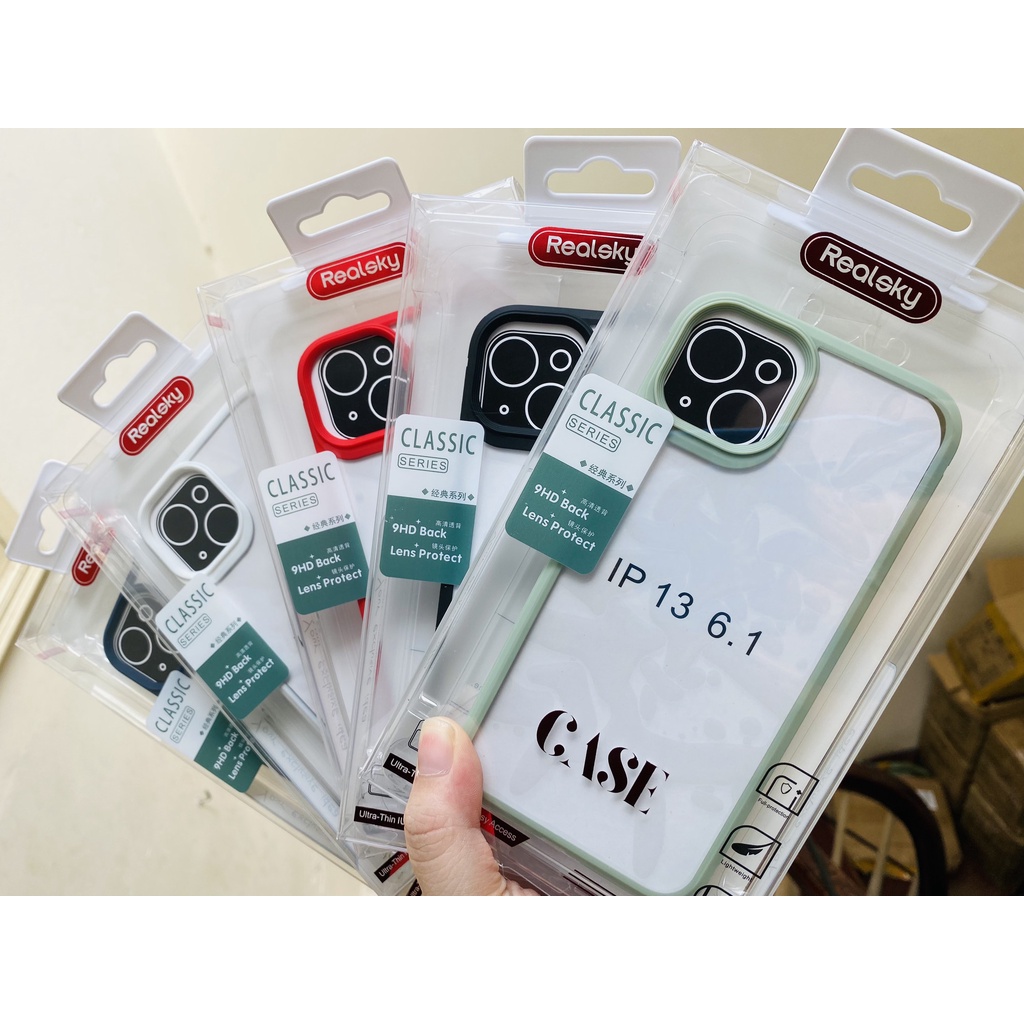 Ốp hãng REALSKY trong viền màu cho Iphone 13 mini/ 13/ 13 pro/ 13 pro max