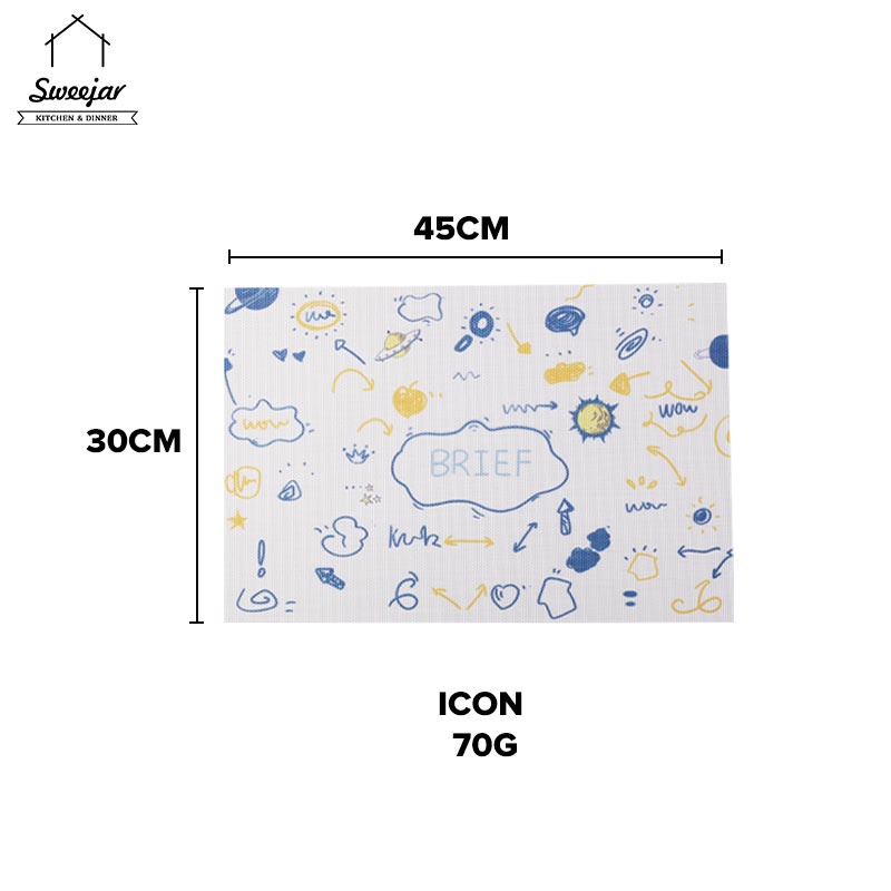 SWEEJAR 1 Miếng Lót Bàn Ăn Bằng PVC Cách Nhiệt Chống Trượt/Dầu/Thấm Nước/Chống Trượt Họa Tiết Hoạt Hình