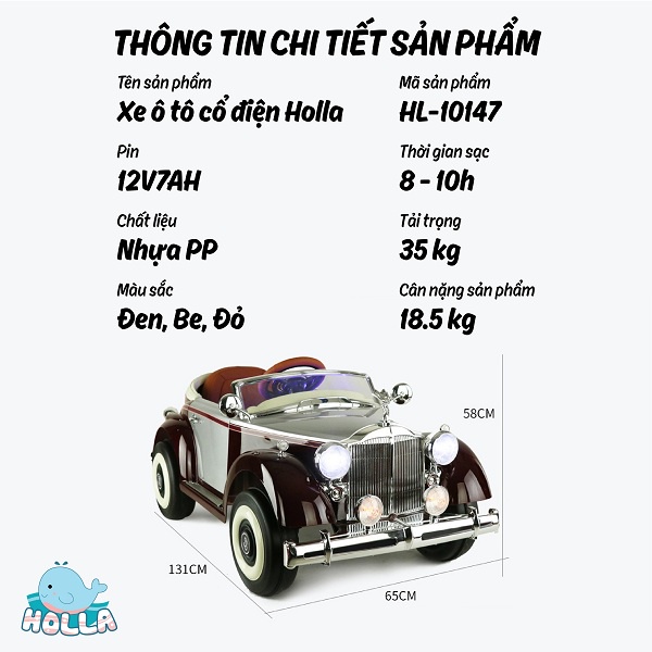 Xe ô tô điện cổ điển Holla HL - 10147