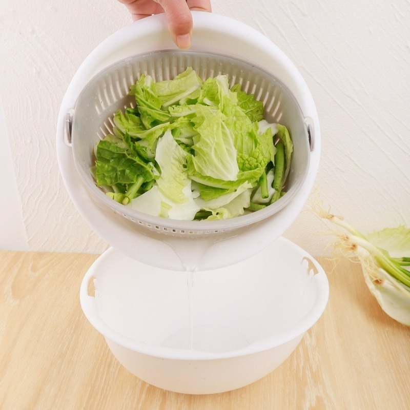 Rổ Nhựa Hai Lớp Rửa Rau Củ Quả Tiện Dụng Cho Nhà Bếp