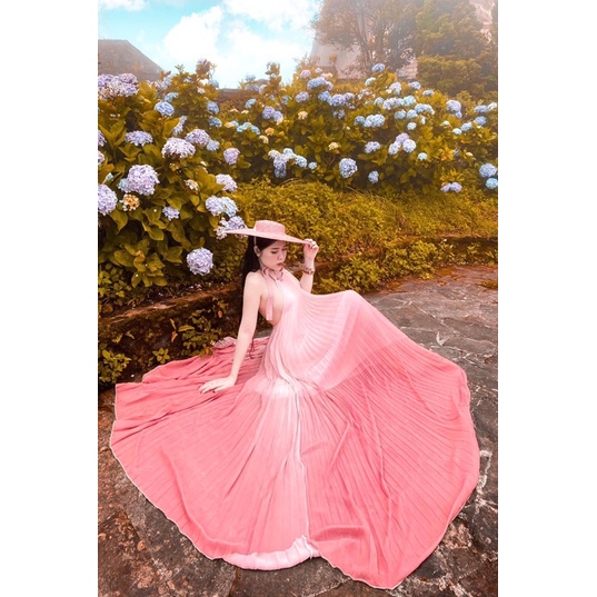ĐẦM MAXI YẾM DẬP LI OMBRE CẦU VỒNG - Tùng váy may 6m bao xoè ( có sẵn tại STORK MAXI) JV