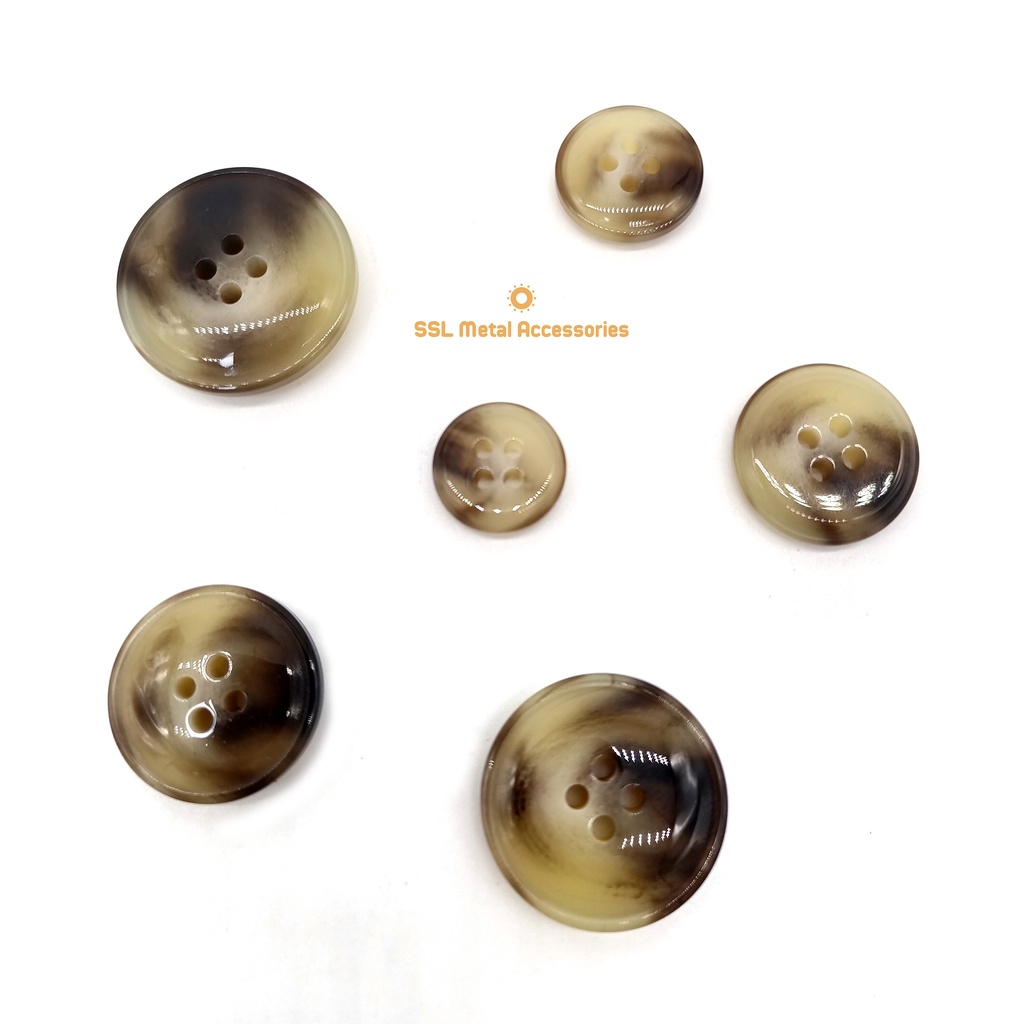 Set 10 Cúc áo nhựa thời trang  2 lỗ dành cho các loại áo khoác, dạ màu nâu Resin Button RP21-24-1 15mm /20mm/25mm