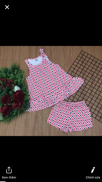 Bộ ba lỗ cotton 4c sài gòn bé gái 20-34 kg