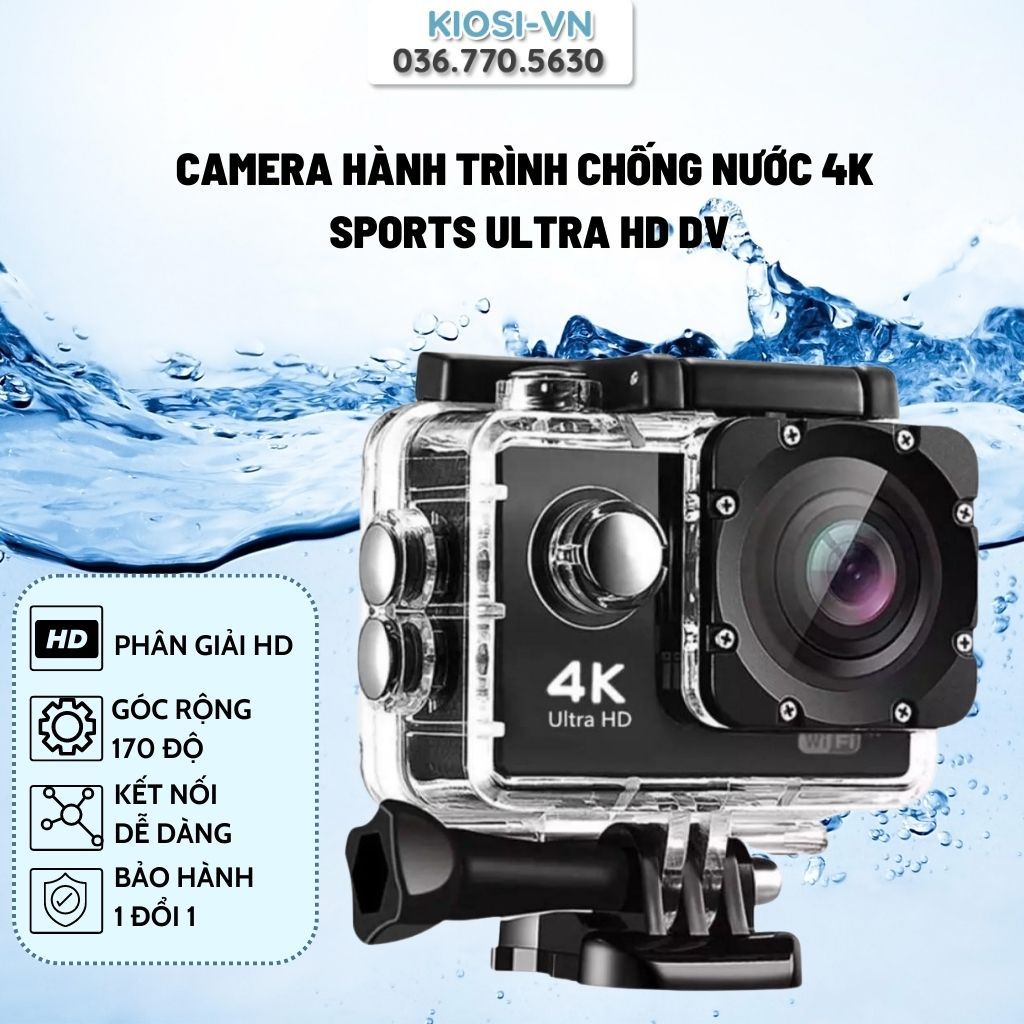 Camera Hành Trình 1080 Sports, Camera 4K Ultra HD hành trình xe máy - CHỐNG NƯỚC, Chống Rung Lấy Nét Tự Động