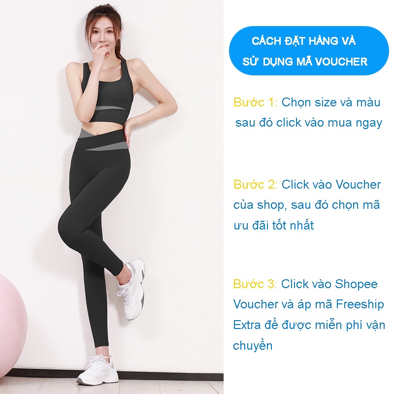 Bộ Quần Áo Tập Gym Yoga Thể Thao Nữ Co Giãn Cao Cấp Thấm Hút Mồ Hôi Có Mút Ngực - BG1