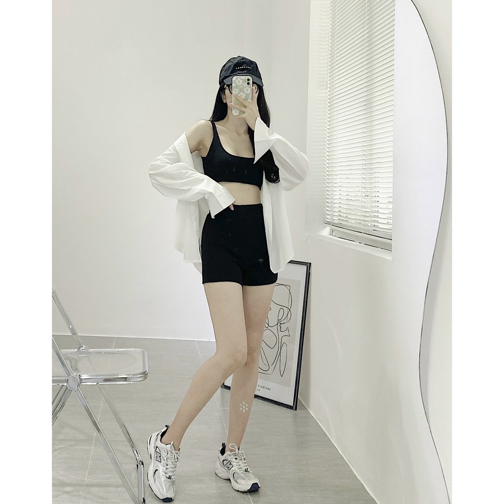 Set thể thao kèm sơ mi trắng hot hit (Ảnh thật trải sàn)