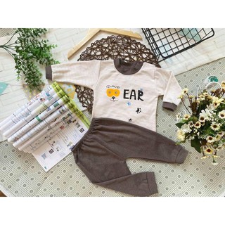 bộ dài nỉ kẻ unchi cao cấp cho bé