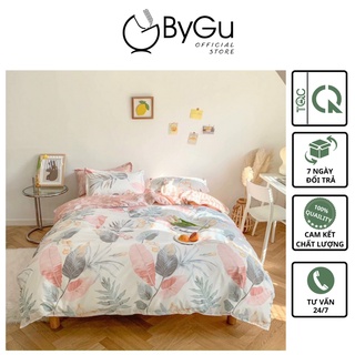 Bộ ga giường 5 món chăn phao có ruột cao cấp cotton lụa BYGU BGN03 - Freeship toàn quốc - Bảo hành 1 đổi 1