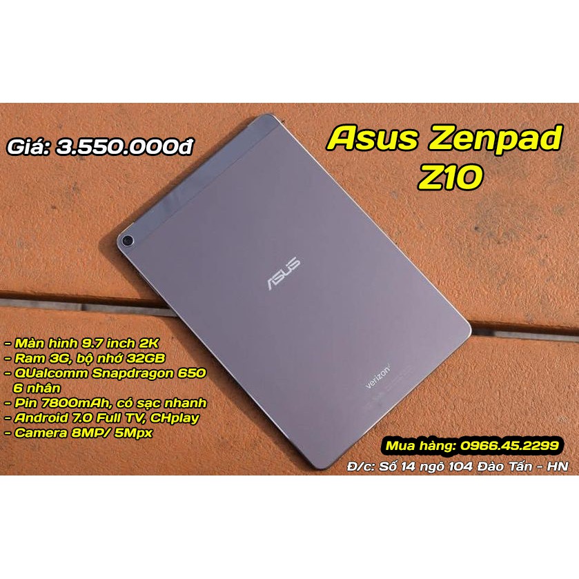 Máy tính bảng Asus ZenPad Z10 QuadHD, Ram 3G, 32Gb - Nhập khẩu USA