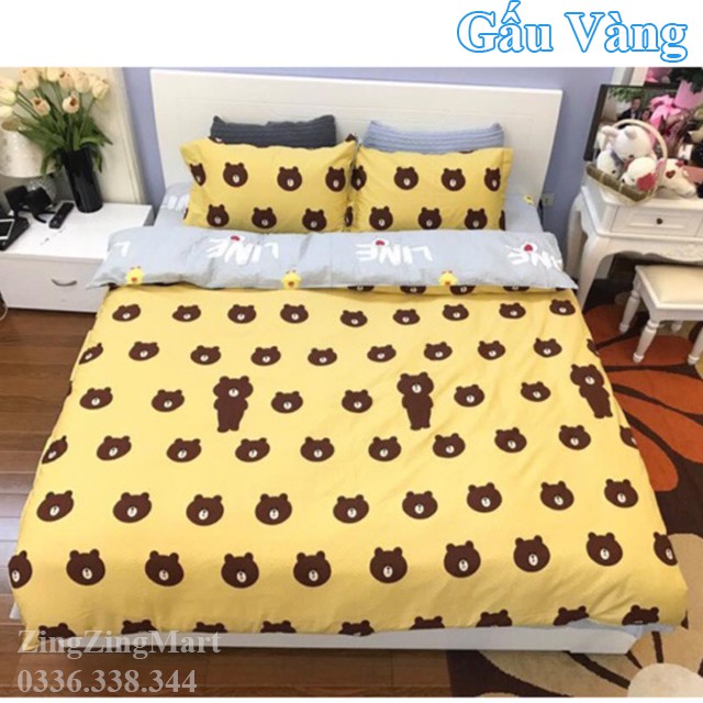 (Xả Kho) Bộ Ga Gối Kèm Vỏ Gối Nằm Mẫu Chó Xám (Được Chọn Mẫu)