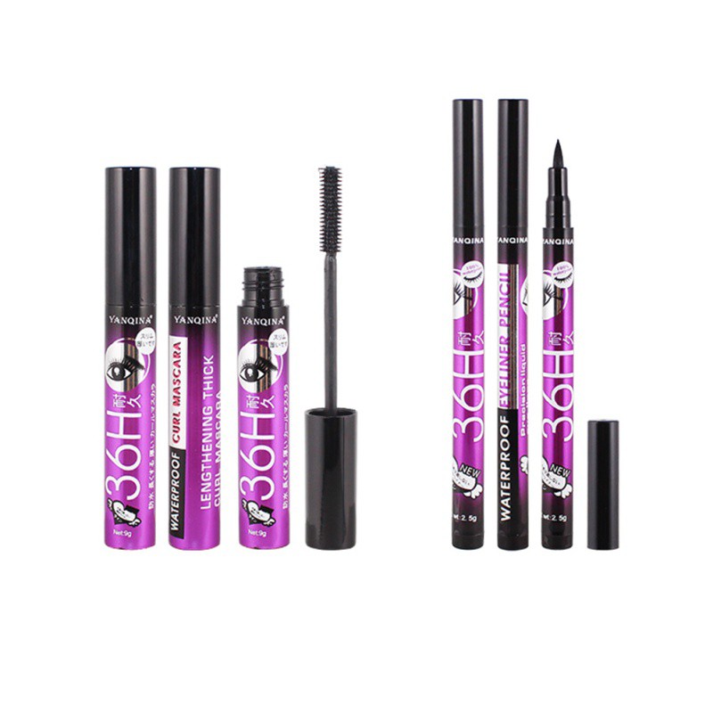 [Hàng mới về] Bộ bút kẻ mắt dạng lỏng + Mascara màu đen YANQINA 2 trong 1 bền màu dài lâu