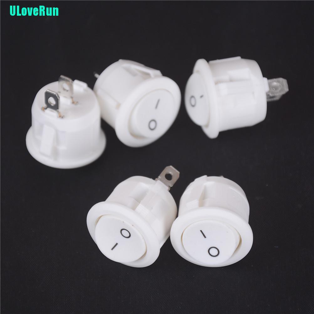 Set 5 Công Tắc Bật / Tắt Hình Tròn Mini 2 Chấu Màu Trắng 20mm