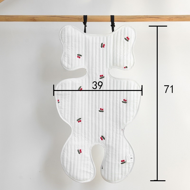 Đệm lót xe đẩy em bé bằng cotton thoáng khí thêu họa tiết đáng yêu