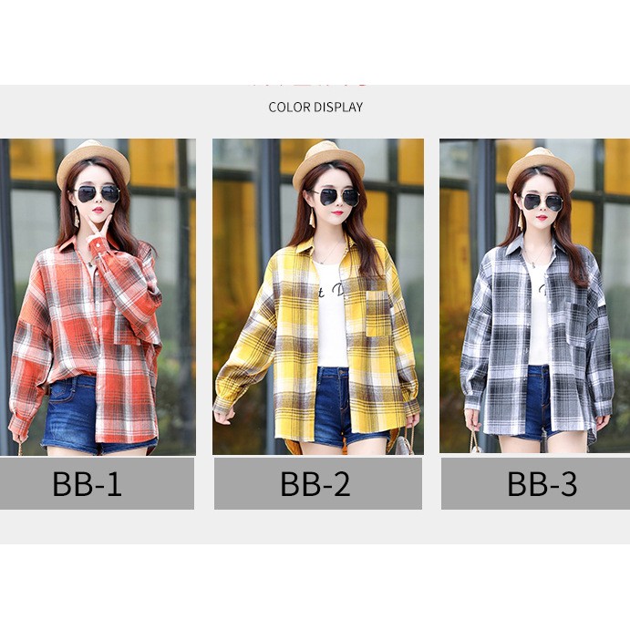 Áo Sơ Mi SixSisters Kẻ Sọc Ca Rô Vải Mỏng Thời Trang Xuân Thu 2021 Cho Nữ