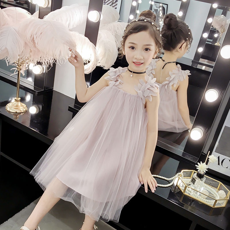 Đầm Công Chúa Mùa Hè Hai Dây Phong Cách Mới Cho Bé Gái 4-12 Tuổi