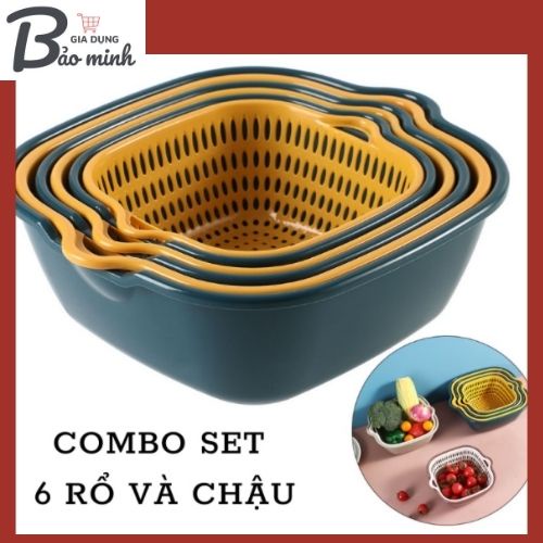 Rổ nhựa chữ nhật đựng đồ kèm chậu