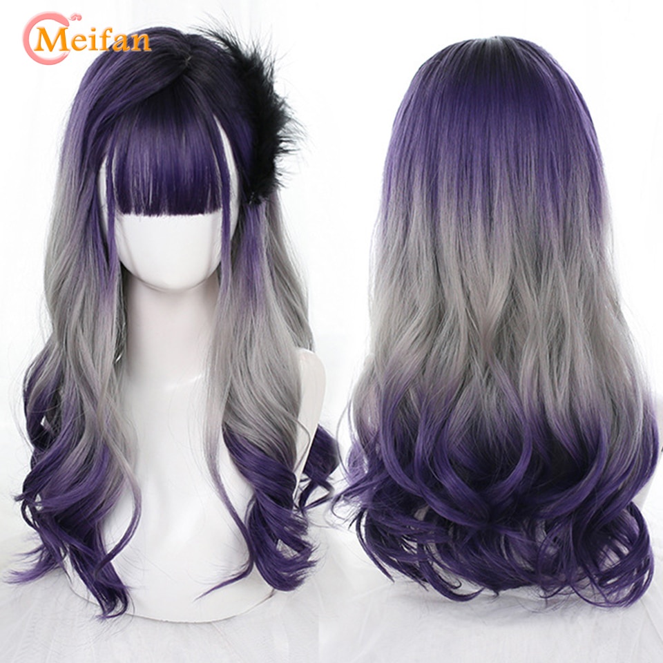 Bộ Tóc Giả Dài Nhuộm Màu Ombre Xanh Lá Phong Cách Lolita