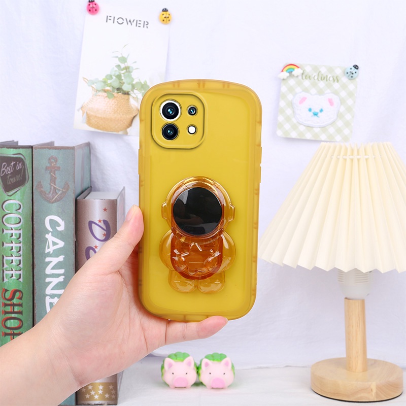 Ốp Điện Thoại Silicone Mềm Màu Kẹo Hình Phi Hành Gia Có Giá Đỡ Cho Xiaomi Mi 11 Lite 5G NE 12 12T 11T Pro