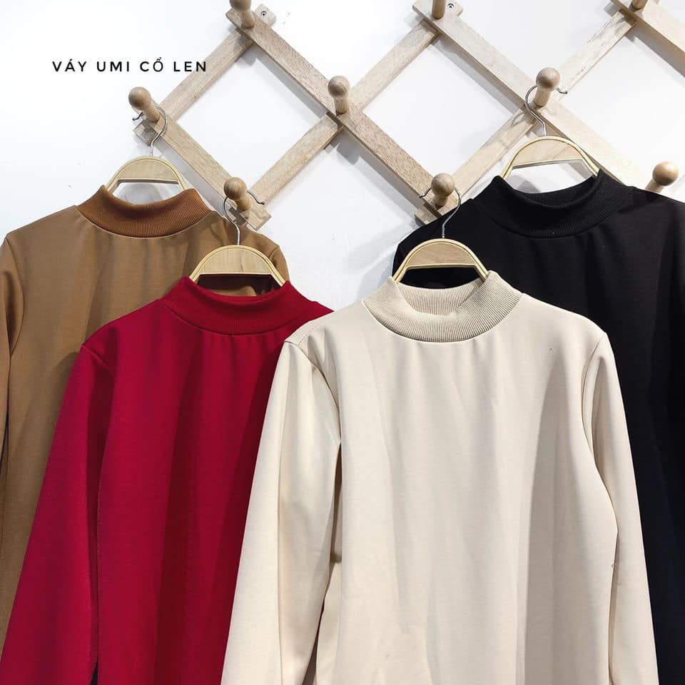 Đầm Dáng Suông Nữ [FREESHIP] 🌸 Đầm umi cổ len tay bo SIÊU ĐẸP 🌸 | BigBuy360 - bigbuy360.vn