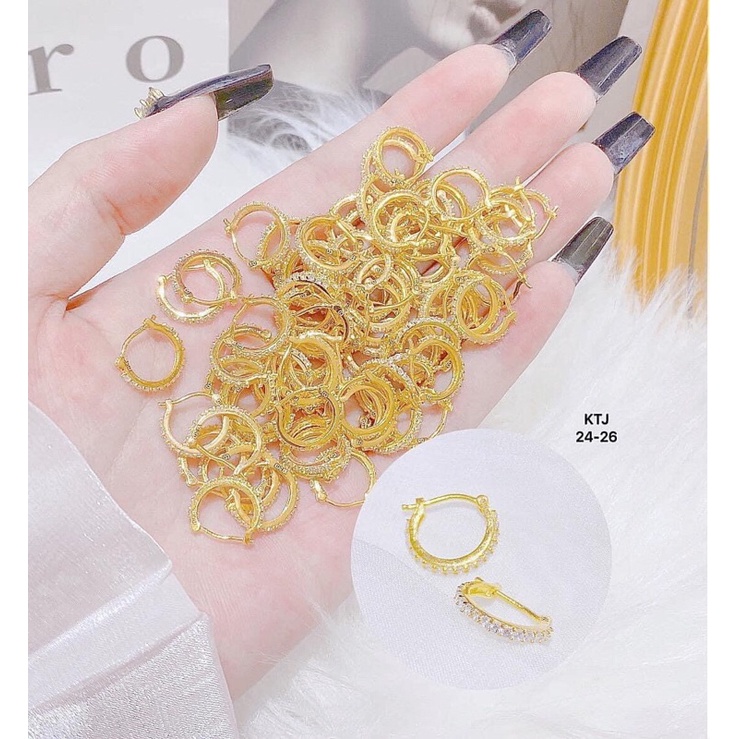 khuyên tai vòng tròn đá nhỏ