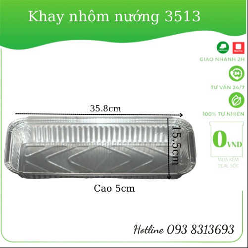 10 khay bạc khay nhôm dài kèm nắp dùng nướng cá, bánh, đựng thực phẩm tiện lợi