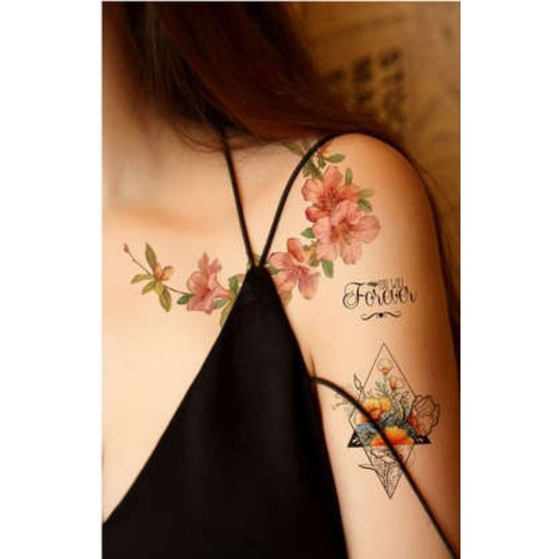 Hình xăm tatoo cao cấp, hoa, dreamcatcher nghệ thuật độc đáo tl183 size vừa &lt; 9x19cm