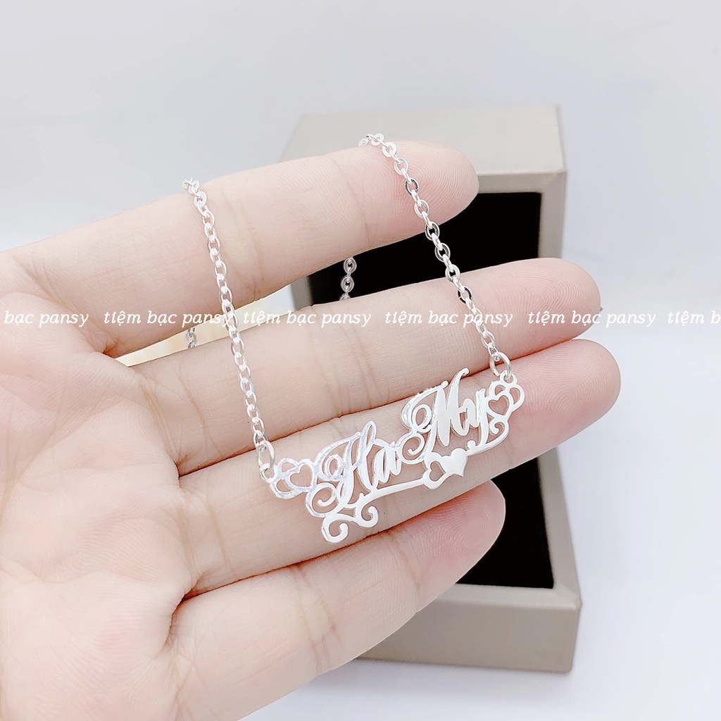 Dây chuyền bạc nữ PANSY khắc tên theo yêu cầu, vòng cổ khắc chữ bằng bạc ta cao cấp