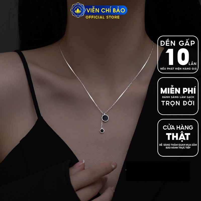 Dây chuyền bạc nữ họa tiết Black Circle chất liệu bạc S925 thời trang phụ kiện trang sức nữ Viễn Chí Bảo D000162