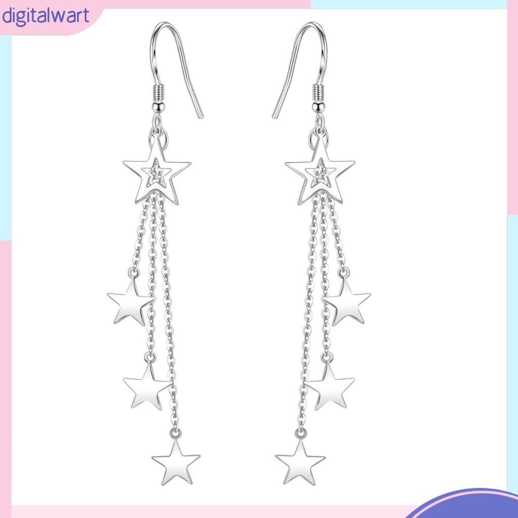 Đôi Khuyên Tai Dài Hình Ngôi Sao Lấp Lánh Thời Trang Cho Nữ