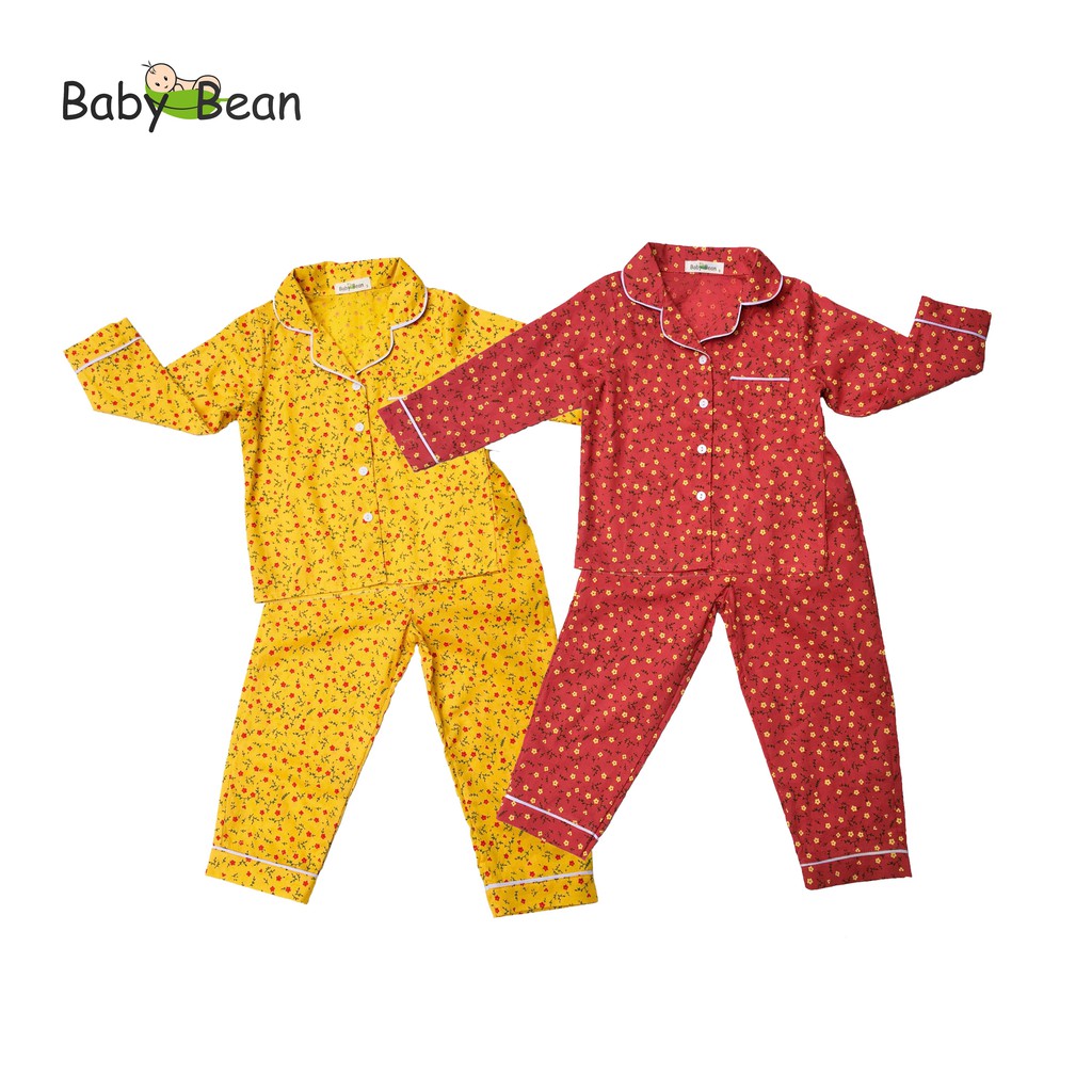Bộ Đồ Pyjama Cotton Tay Dài Quần Dài Bé Gái BabyBean