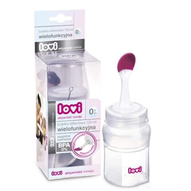 Bình thìa ăn dặm Silicon cao cấp Lovi 120ml