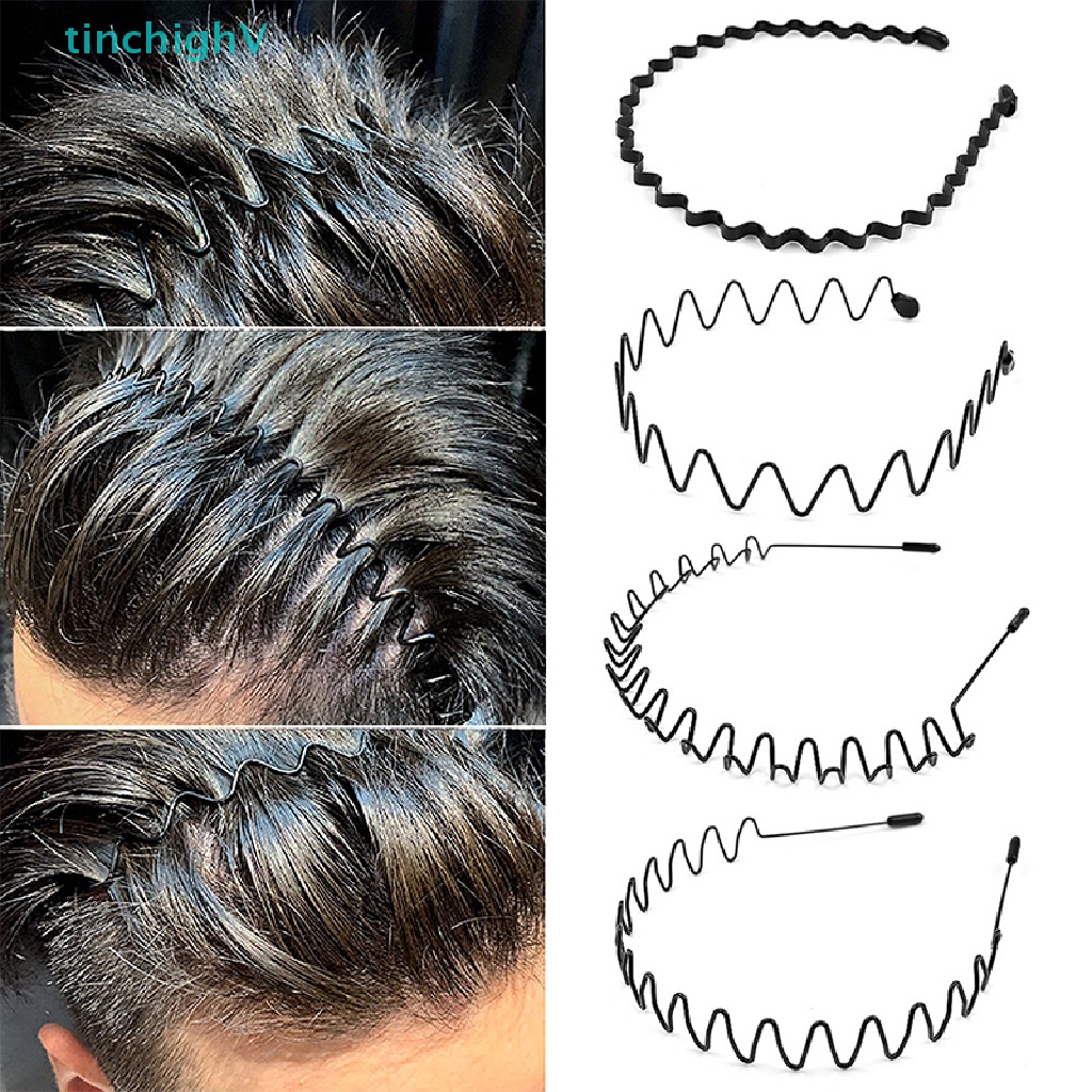 Băng Đô Gợn Sóng Màu Đen Đơn Giản Chống Trượt Co Giãn Dành Cho Nam Nữ