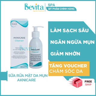 Gel rửa mặt cho da dầu mụn Aknicare Cleanser 200ml, gel rửa mặt kiềm dầu - Bevita