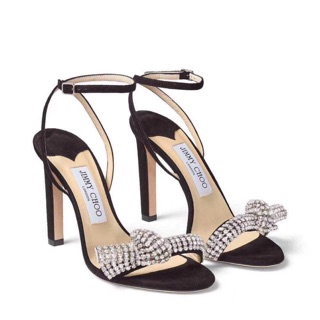 Sandal jimychoo nơ đá ngang gót nhọn spsl fullbox bill túi giấy