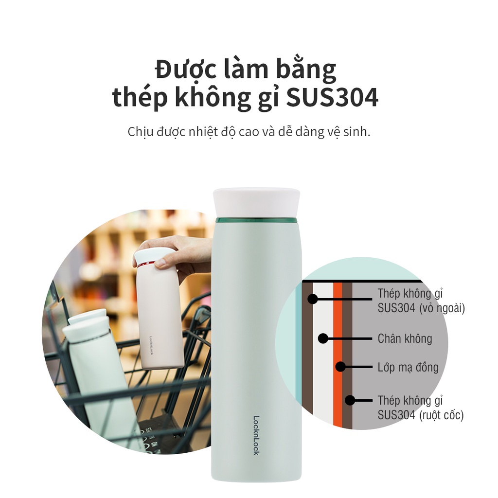 Bình giữ nhiệt Feather Light Ring Lock&amp;Lock 460ml -  LHC4244  (4 màu) - Hàng Chính Hãng - giadungmall