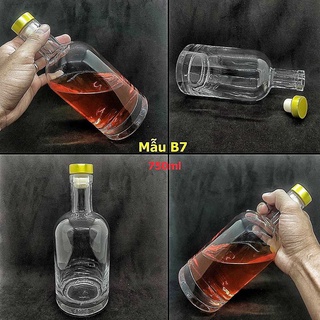 Chai Đựng Rượu 750ML mẫu trụ tròn kiểu vốt ka – Vỏ Chai Rượu Đẹp - Bình Đựng Ruou (B7)