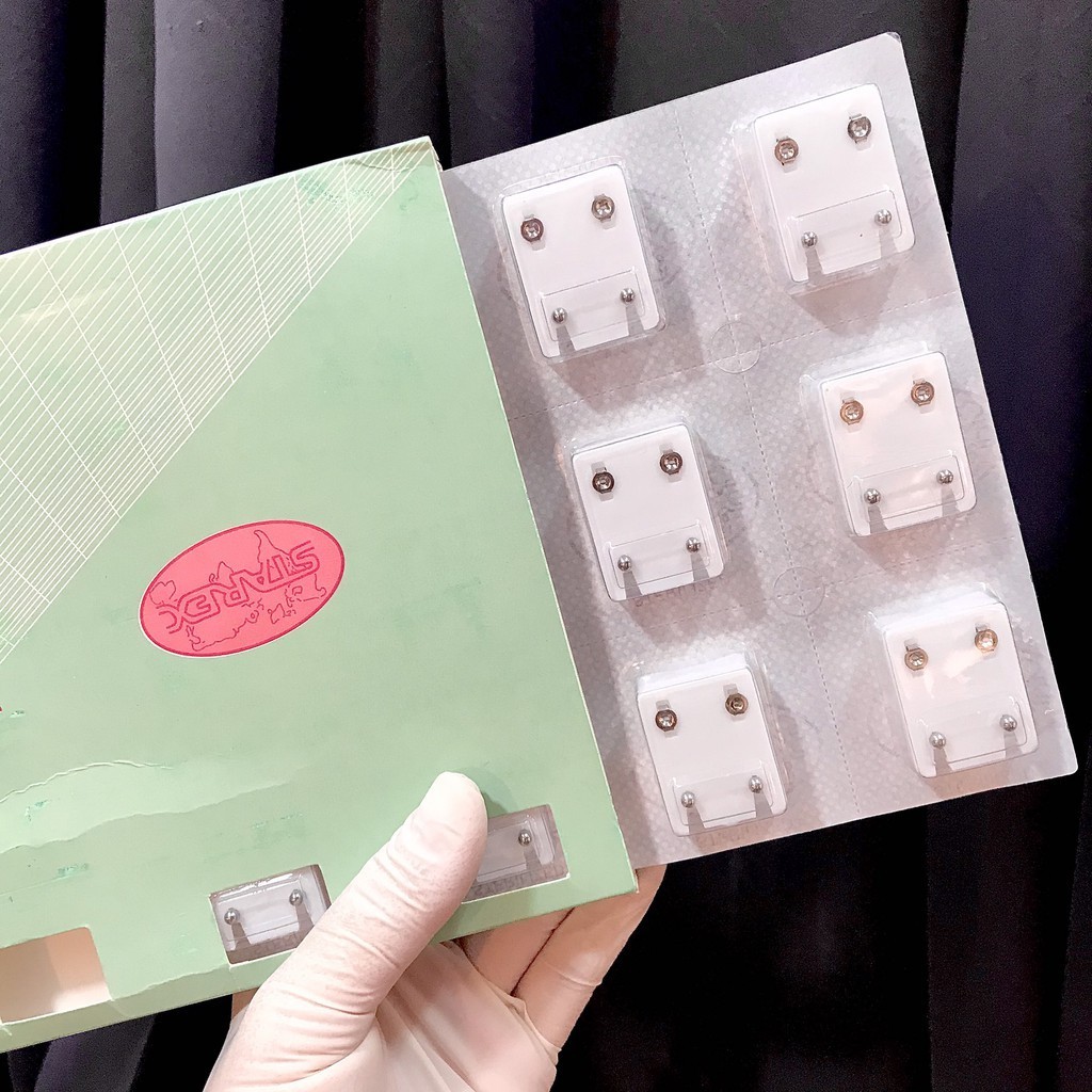 khuyên bấm lỗ tai thép y tế an toàn cho da , ko dị ứng