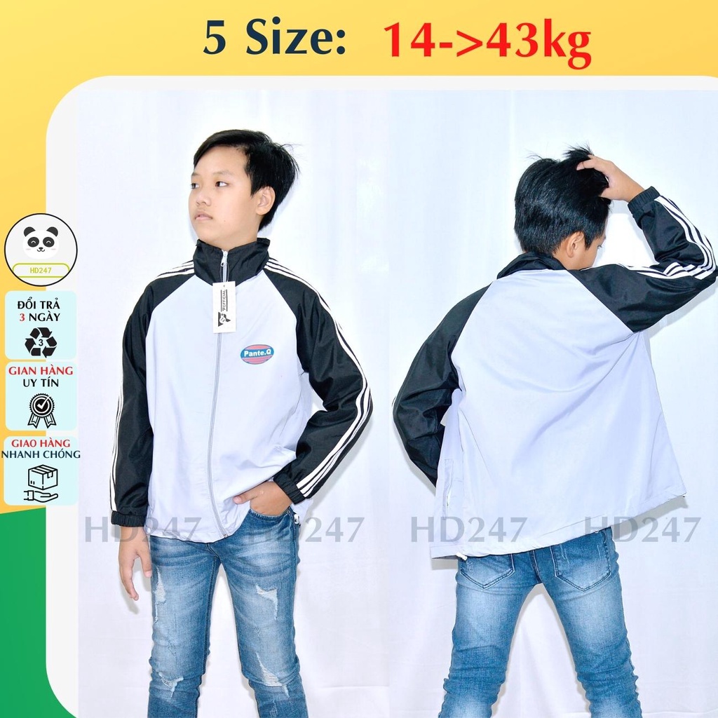 Áo khoác bé trai bé gái size đại phối màu dù 2 lớp cổ bẻ in hình cá tính HD247 0326
