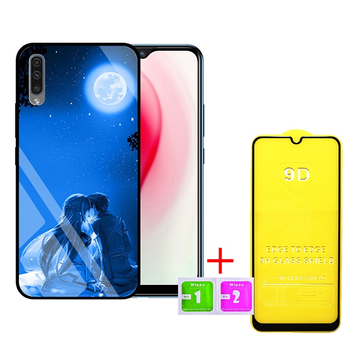 &quot;Combo 1 ốp lưng Samsung A50 + 1 Cường Lực&quot; Mặt kính 3D sang trọng_Không Nhòe, Không Phai Hình ( Tim shop )